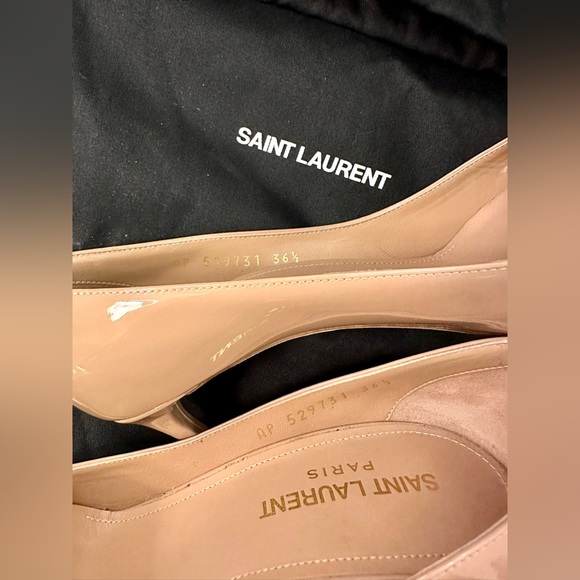 Saint Laurent YSL Zoe 105mm Nude Patent Leather Stiletto Heels 36.5 Authentic - Picture 9 of 10